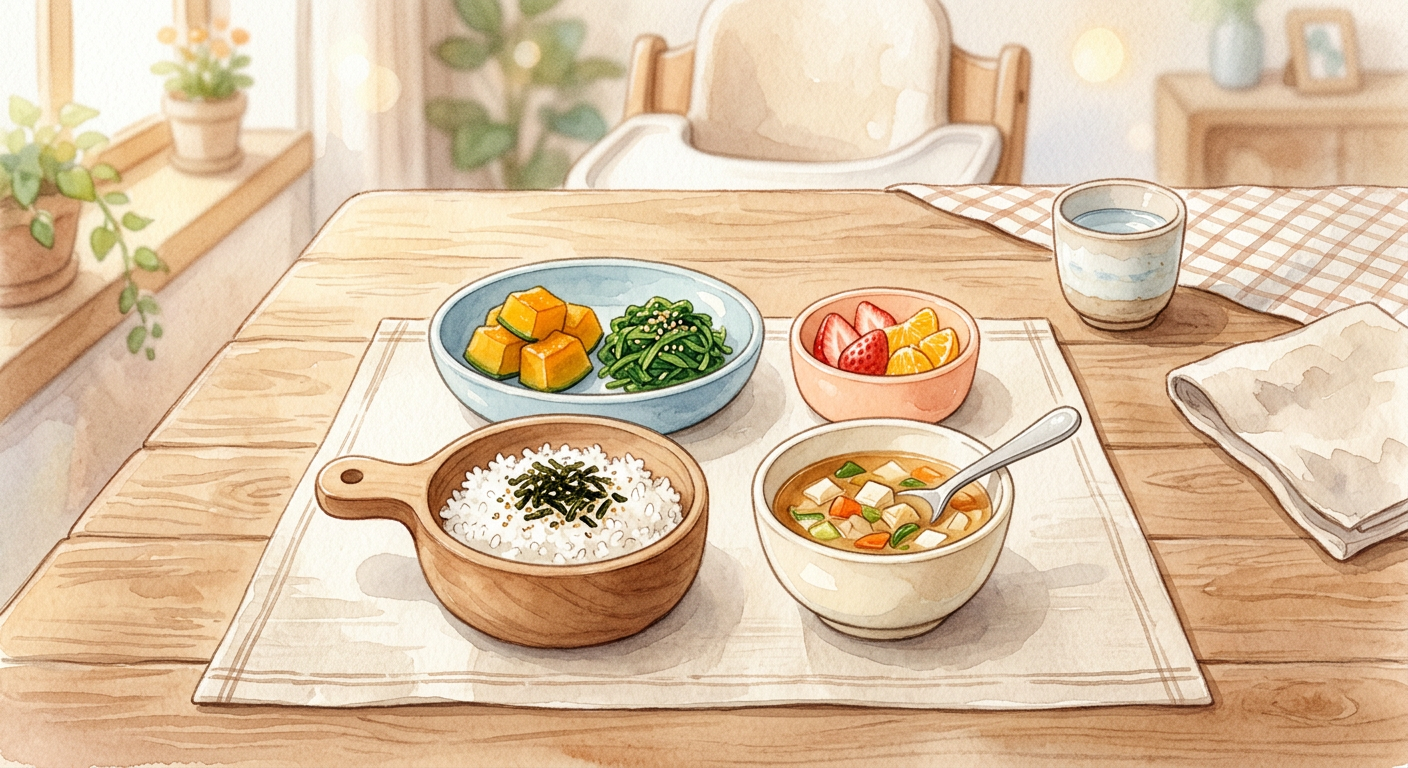 돌아기 하루 식단 예시를 보여주는 일러스트